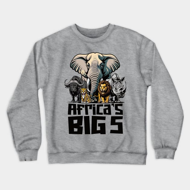 Africa's BIG Five Animals Crewneck Sweatshirt by irfankokabi